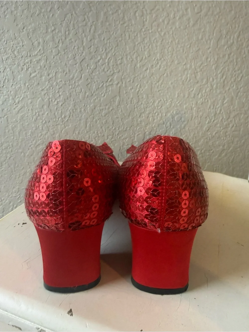 Ellie Red Sequin Low Heel Women's Dress Pumps - Halloween Dorothy shoes